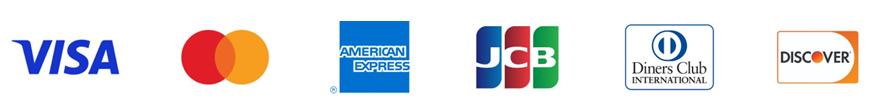 Visa、Mastercard、American Express、JCB、Diners Club、Discover